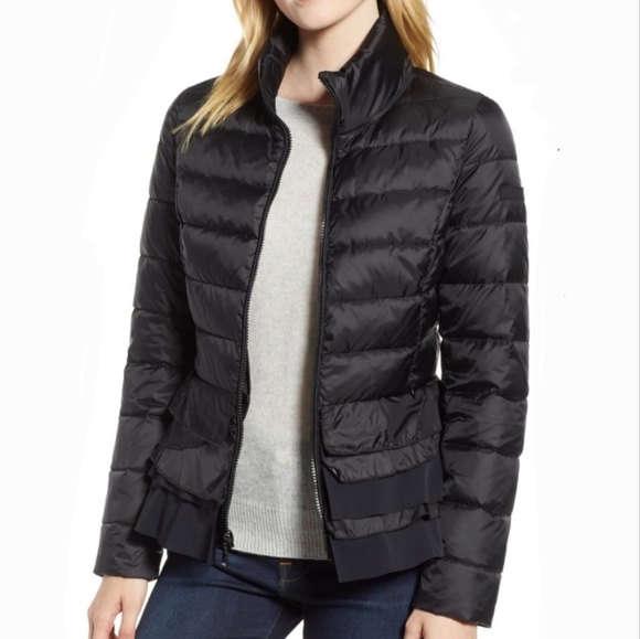 Tahari Jackets & Blazers - Tahari Zoey Black Ruffle Coat Size Small